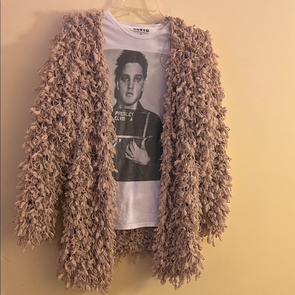 Aaron & Amber Anthropologie Knotted Cardigan Chunky Sweater Shaggy Loop Knit